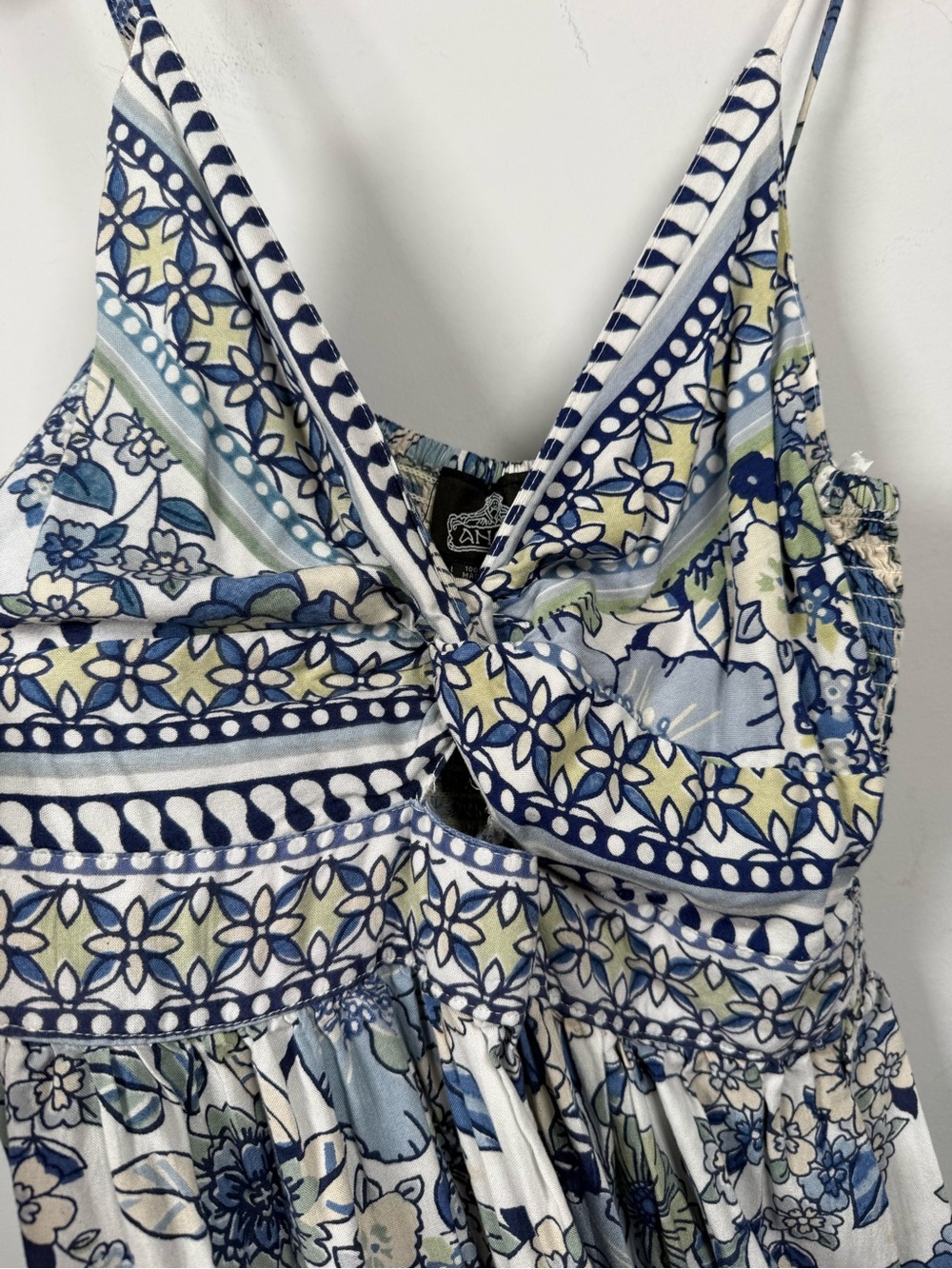 Angie Boho Blue and White Floral Twisted Bust Maxi Dress Size M Great Condition - Picture 6 of 11